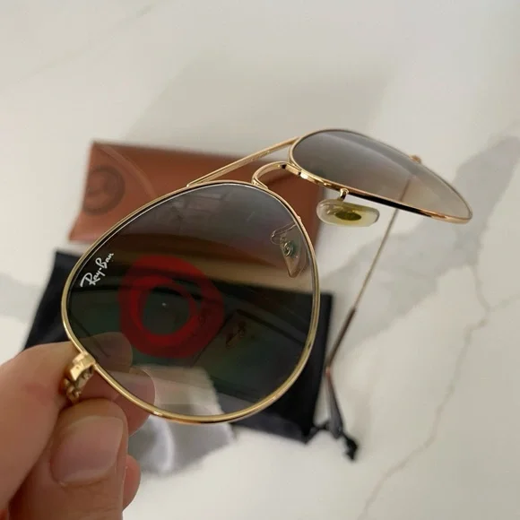 Ray-Ban Aviator Gold and Brown Sunglasses - Picture 11 of 14